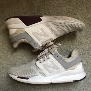 New Balance 247 Womens Revlite Moonbeam Cream Maroon Sneakers Shoes